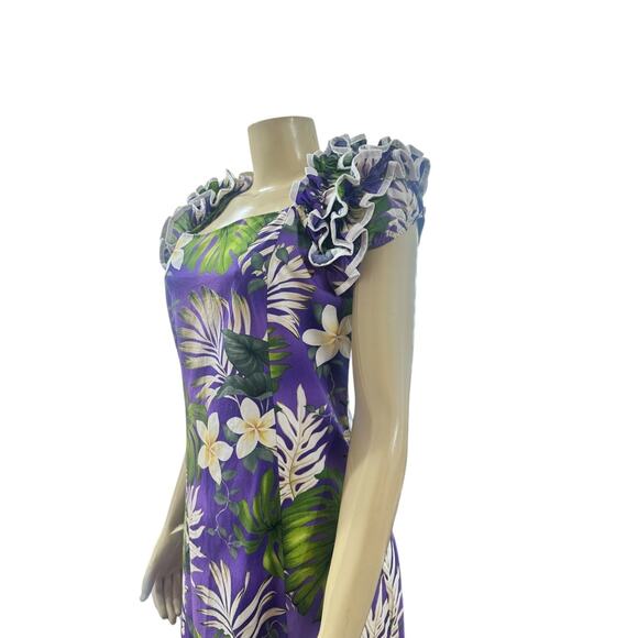 Pacific Legend Womens Hawaiian Midi Dress Size M Tropical MuuMuu Vacation Purple - Picture 4 of 13